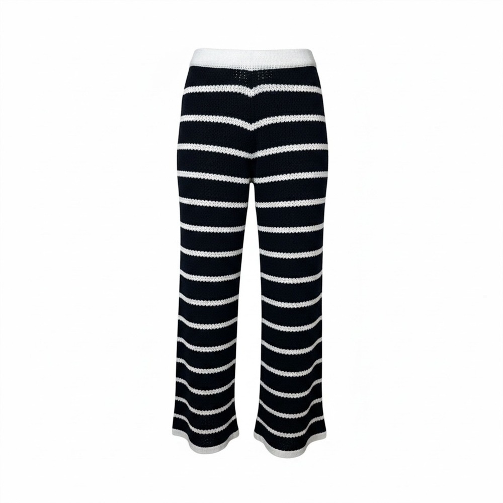 Sabo Skirt Mia Pants Black White Striped Cotton Crochet Wide Leg XS NEW